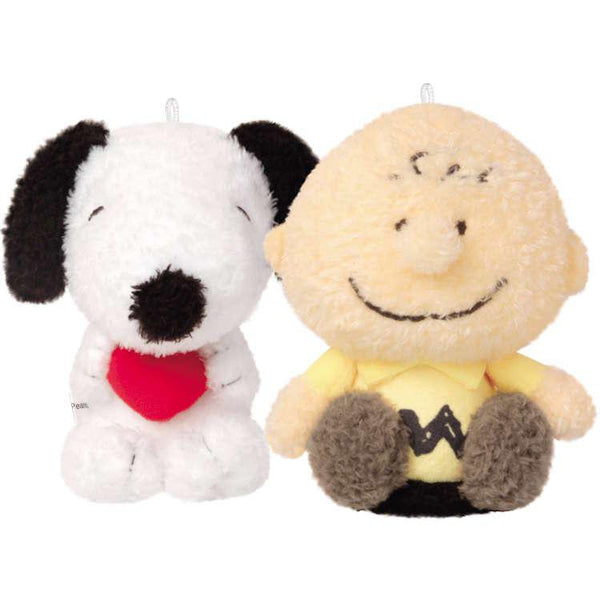 Snoopy Charlie Brown Pair Plush Keychain Big Nico PEANUTS Japan