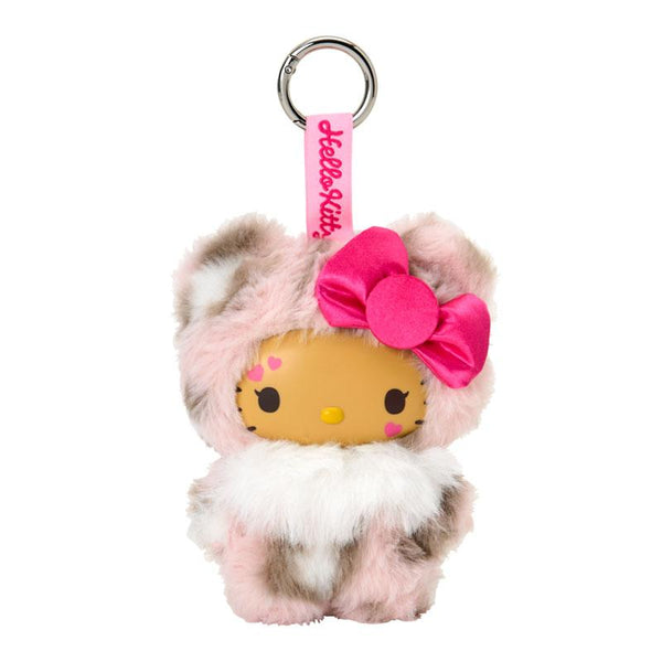 Hello Kitty Plush Keychain Fine Face Mini Leopard Pink Sanrio