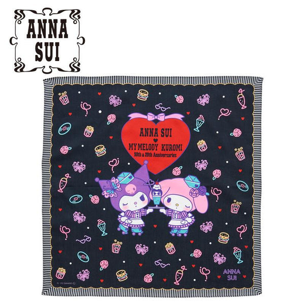 My Melody & Kuromi ANNA SUI Handkerchief Neon Black Sanrio Japan