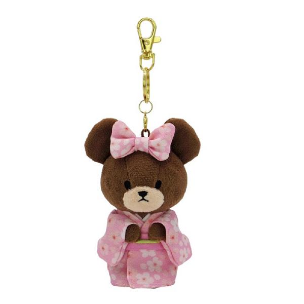 Luuちゃん キープ Jackie Plush Keychain Sakura Kimono Pink the bears' school Japan