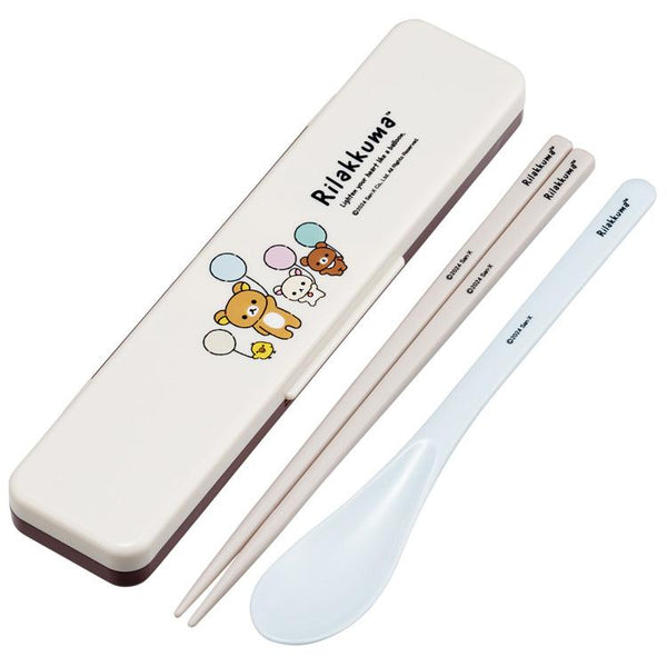 Rilakkuma Cutlery Chopsticks & Spoon w/ Case Fluffy Balloons San-X
