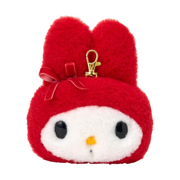 My Melody Plush Pass Case Reel Red Plaid Face Shape Sanrio Japan