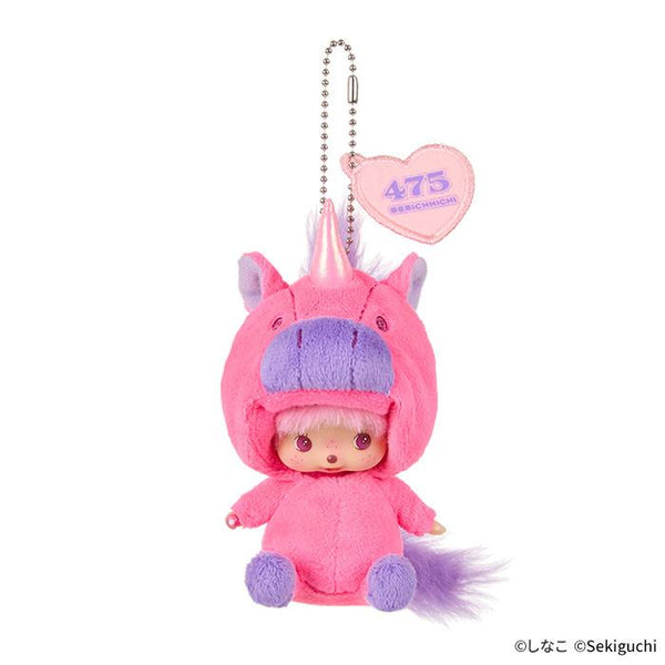 Bebichhichi Shinako Plush Keychain SS Pink Big Face Monchhichi