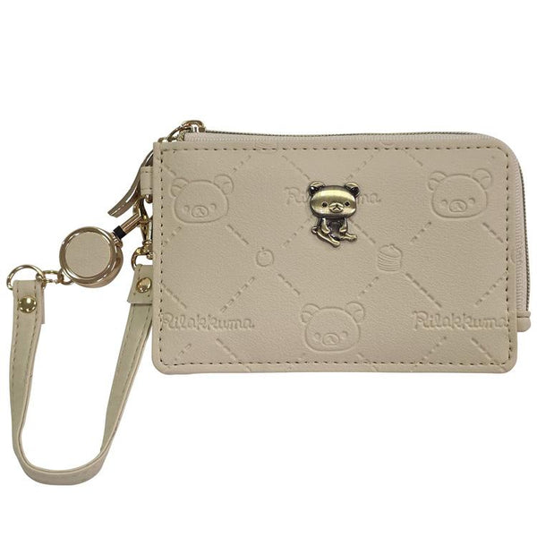 Rilakkuma Pass Case Grid embossing Beige San-X Japan 2026