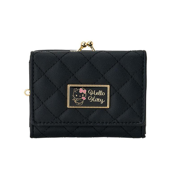 Hello Kitty Clasp Trifold Wallet Quilt Black Sanrio Japan 2025