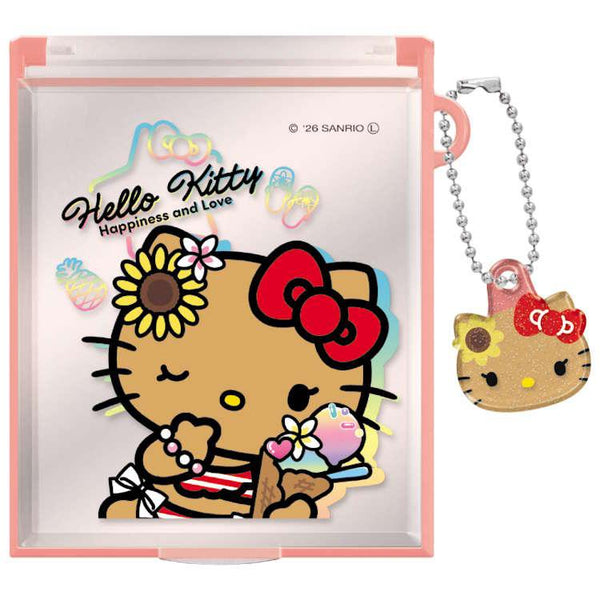 Hello Kitty Mirror with Mascot Red Sparkling Tropical Sanrio Japan