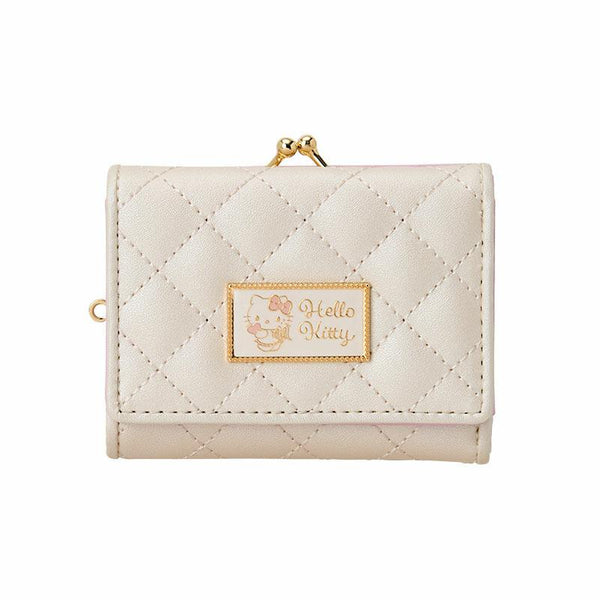 Hello Kitty Clasp Trifold Wallet Quilt Off White Sanrio Japan 2025