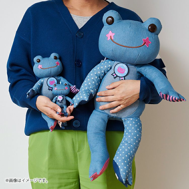 Pickles the Frog Bean Doll Plush USA Jeans Light Blue Japan
