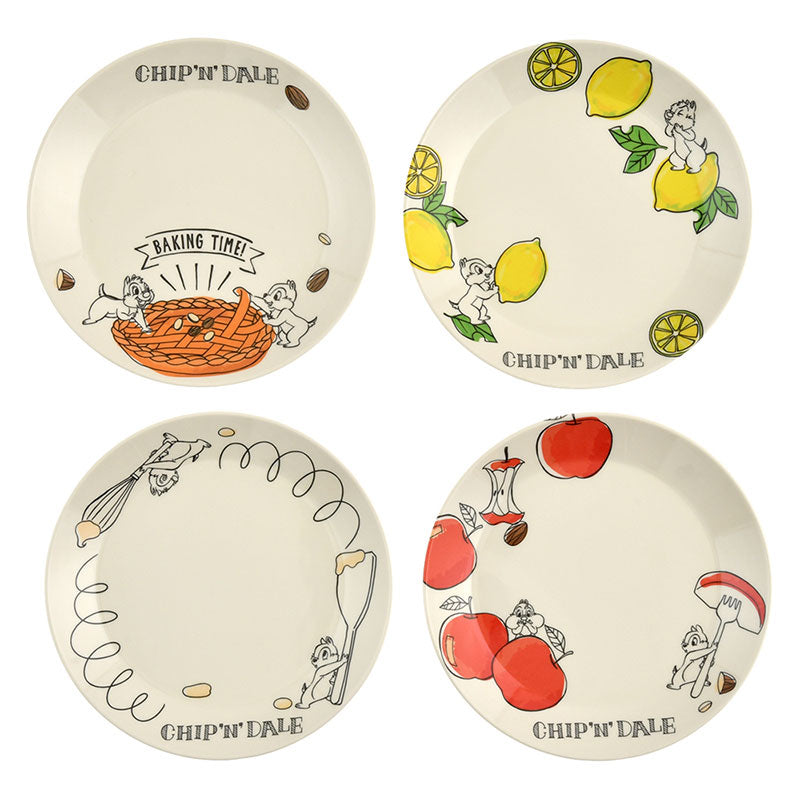Chip & Dale Melamine Plate 4pcs Set Cook & Eat Disney Store Japan
