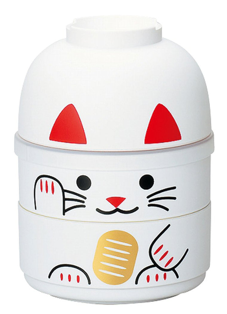 Japanese Kokeshi Bento Lunch Box Manekineko Cat White S HAKOYA Japan 52677