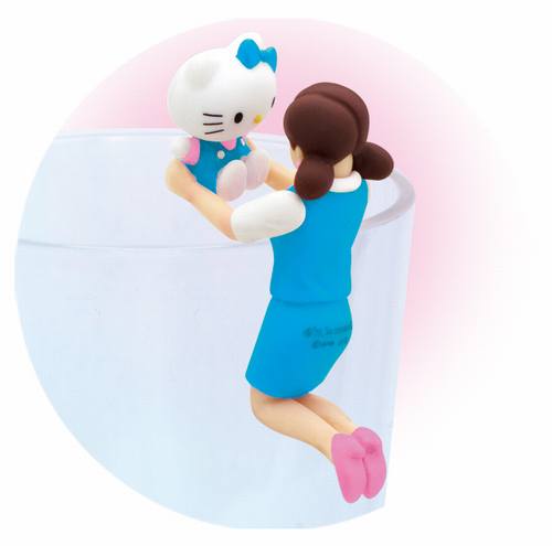 Cup no Fuchiko Hello Kitty Miniature Figure Hug Mount Fuji Blue Sanrio Japan