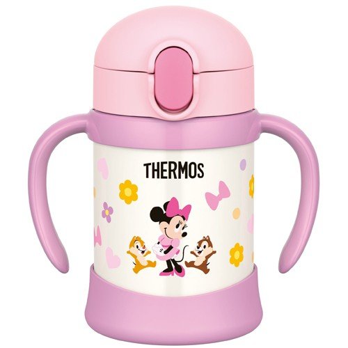 Minnie Stainless Training Straw Mug Cup 250ml Light Pink Thermos Japan Baby