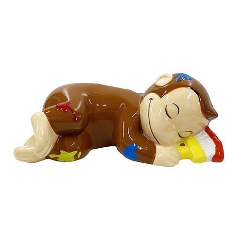 Curious George Porcelain Piggy Bank 3D Sleeping Japan – VeryGoods.JP