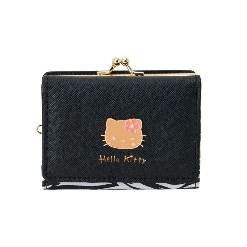 Hello Kitty Sunburn Clasp Trifold Wallet Black Sanrio Japan