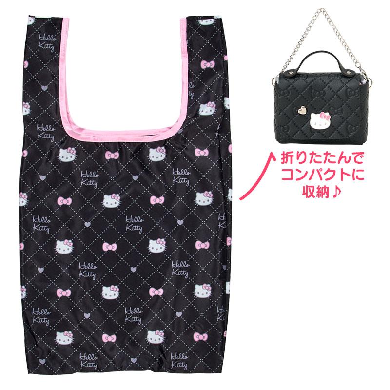 Hello Kitty Eco Shopping Tote Bag w/ Case Black Sanrio Japan 2025