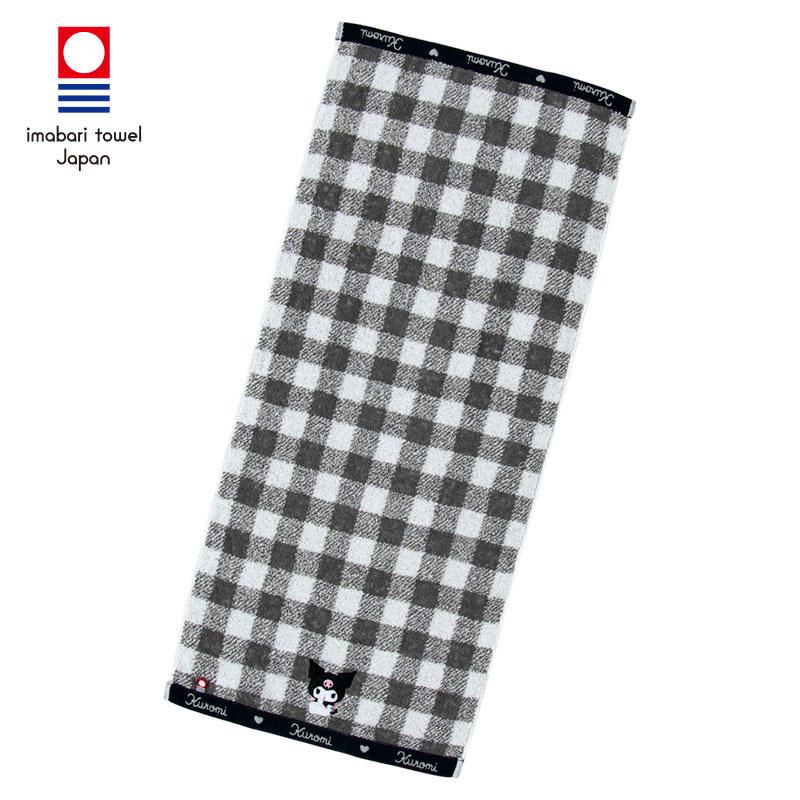 Kuromi Face Towel Plaid Black Imabari Sanrio Japan 2025