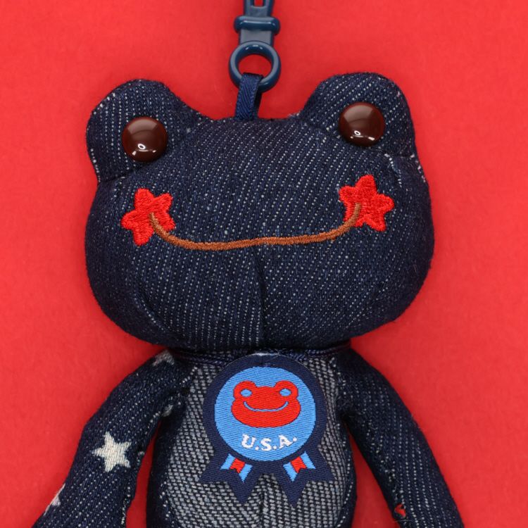 Pickles the Frog Plush Keychain USA Jeans Dark Blue Japan