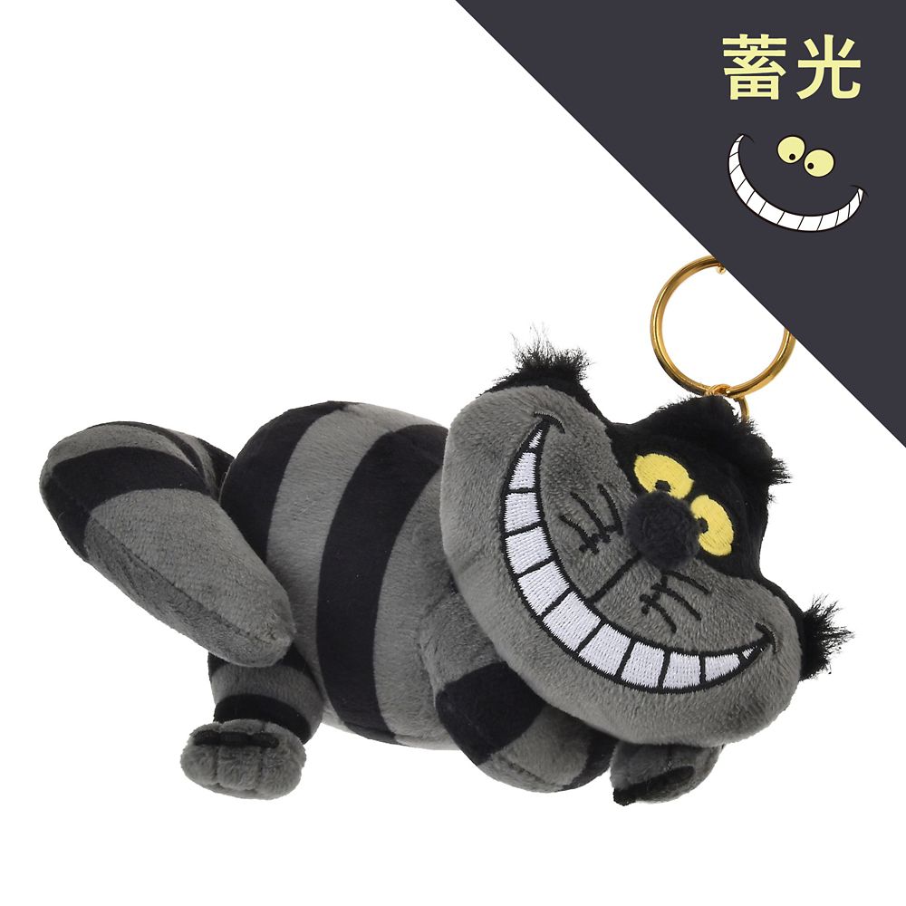Cheshire Cat Plush Keychain Phosphorescent Black Disney Store Japan Alice