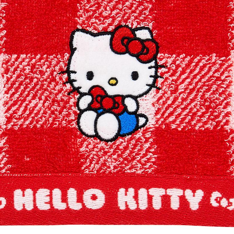 Hello Kitty Bath Towel Plaid Red Imabari Sanrio Japan 2025