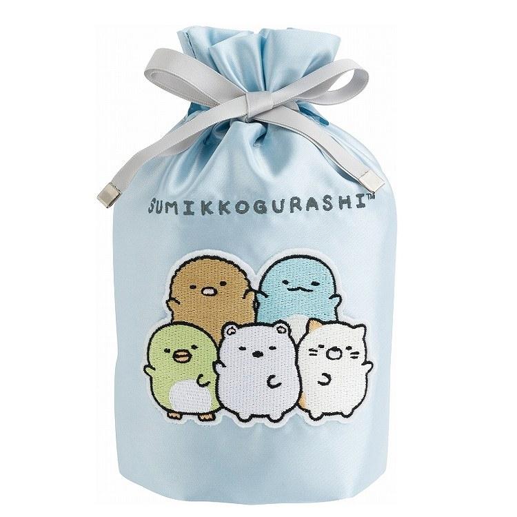Sumikko Gurashi Drawstring Pouch Applique Blue Okiniiri San-X Japan 2025