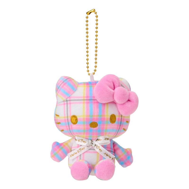 Hello Kitty Plush Keychain Tartan Plaid White Sanrio Japan 2025