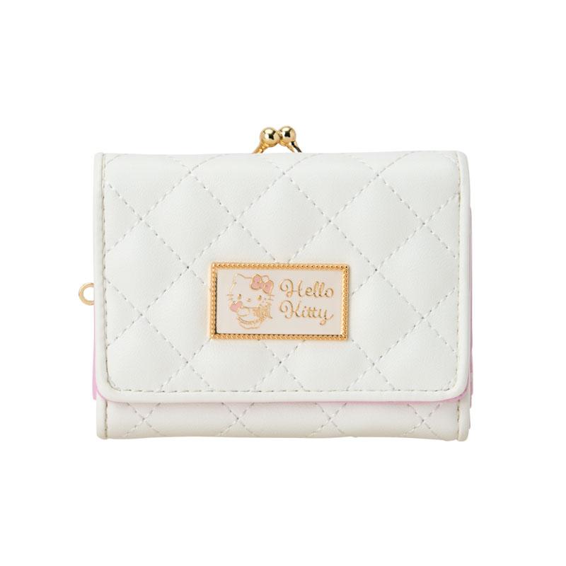 Hello Kitty Clasp Trifold Wallet Quilt White Sanrio Japan 2025
