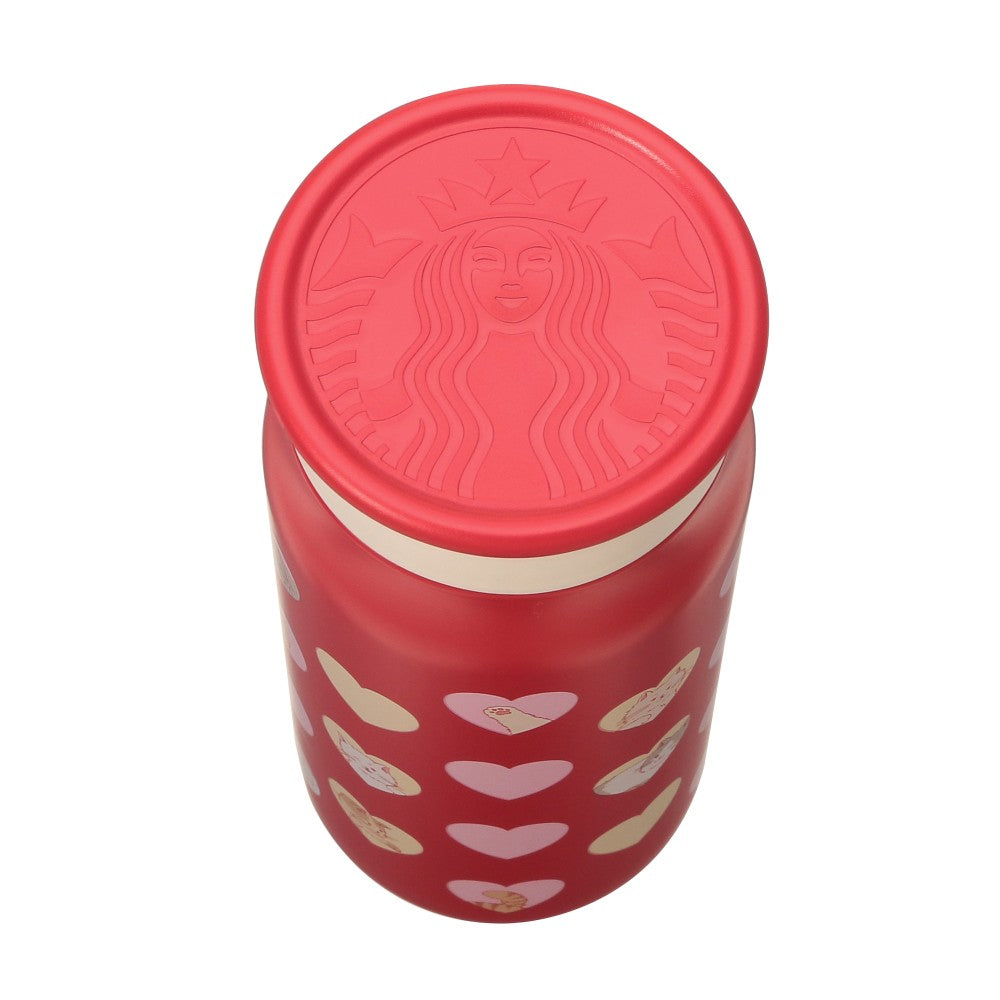 Starbucks Japan Valentine's 2025 Stainless Bottle 355ml Red Heart Cat Tumbler