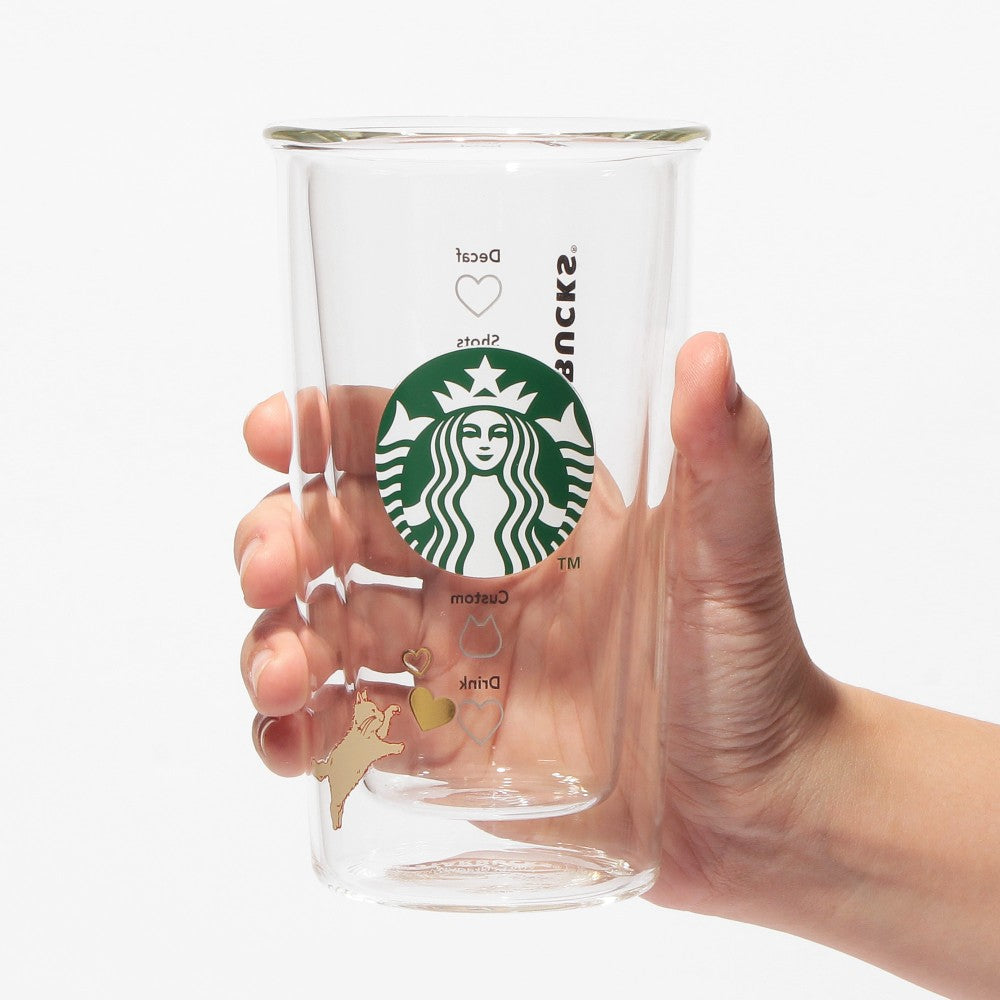 Starbucks Japan Valentine's Day 2025 Double Wall Glass Cup 355ml Cat Heart