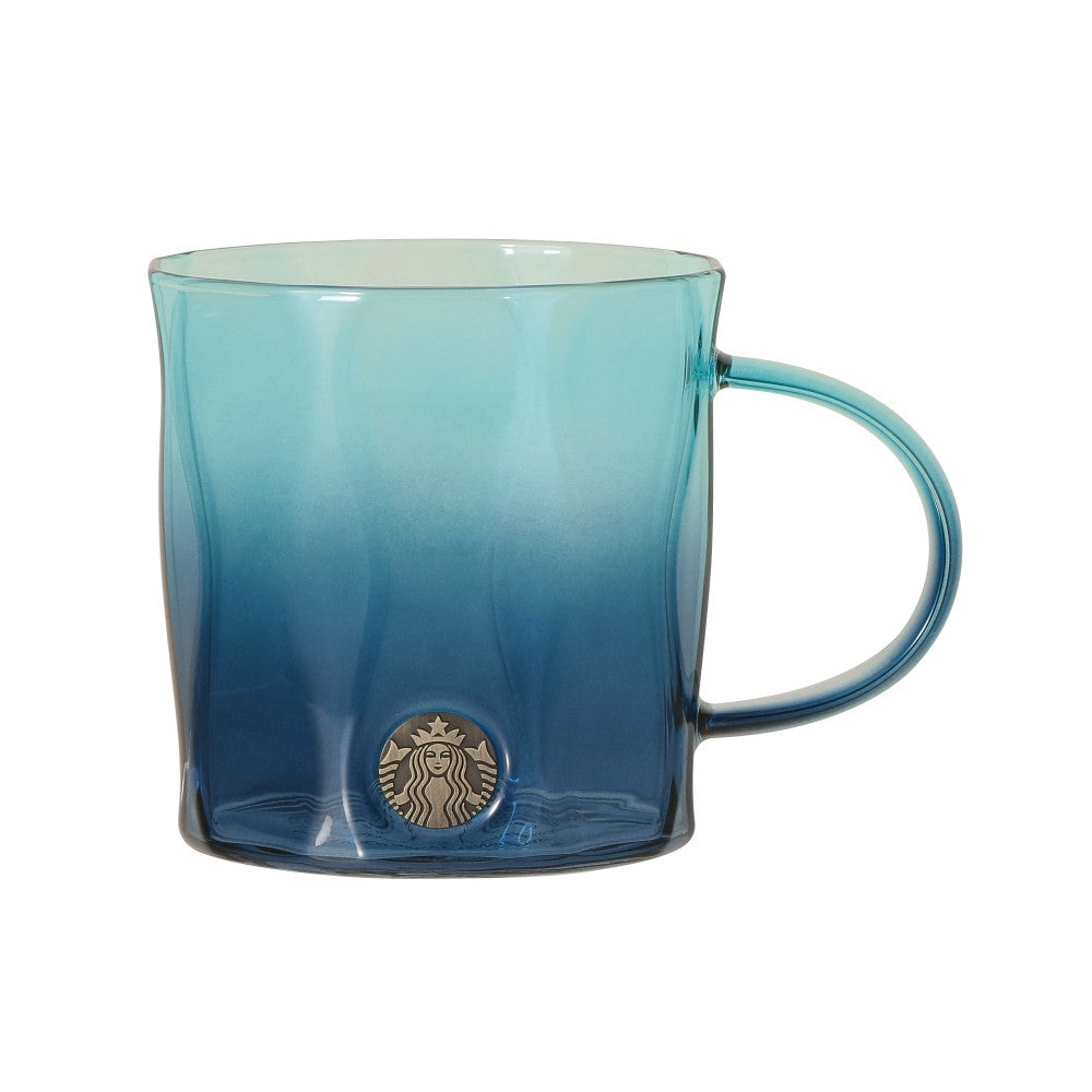 Starbucks Japan Glass Mug Cup Medal Dual Blue Gradiention 355ml 2025