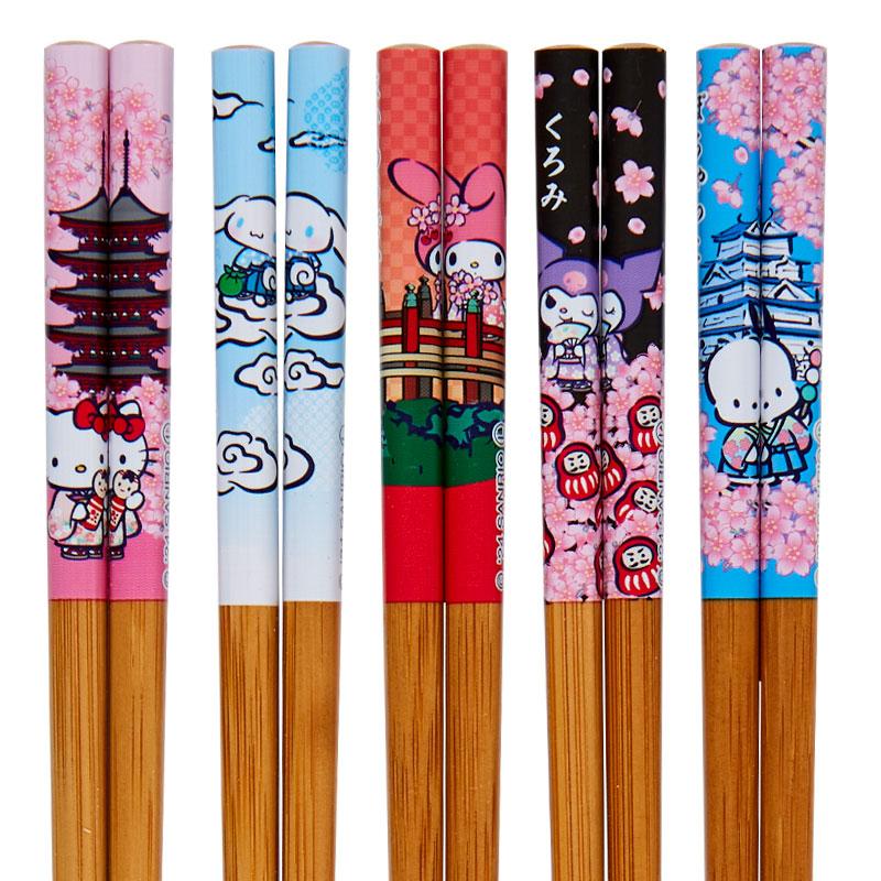 Bamboo Chopsticks 5pcs Set Character Sakura Sanrio Japan 2024