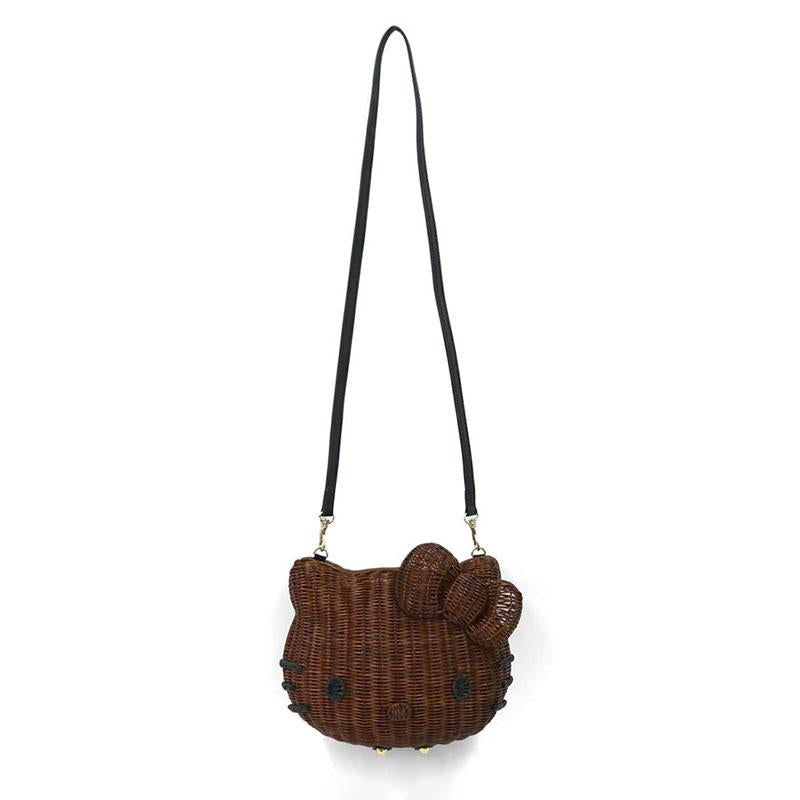 Hello Kitty Rattan Shoulder Bag Brown Sanrio Japan