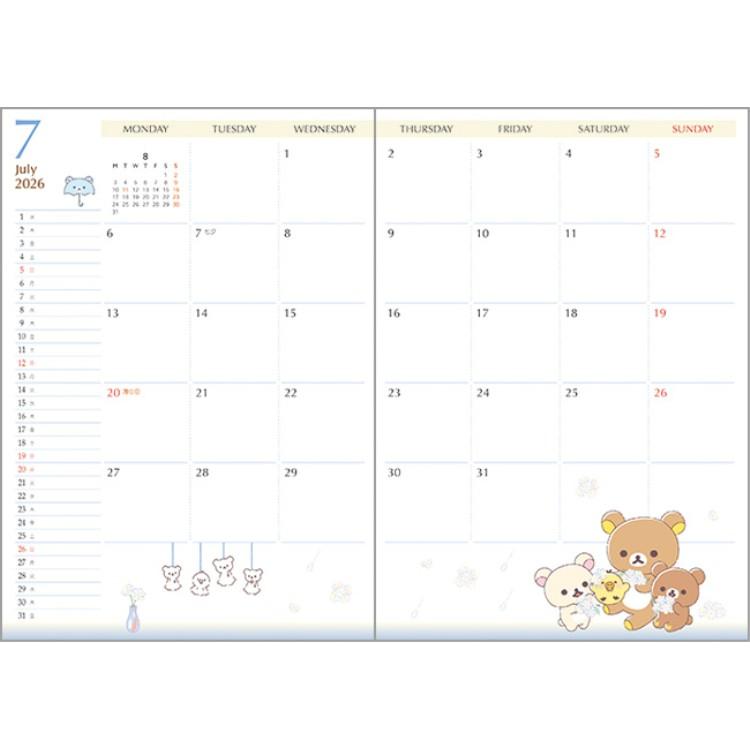 Rilakkuma 2026 Schedule Book B6 Monthly Close To You Anataniyorisou San-X Japan