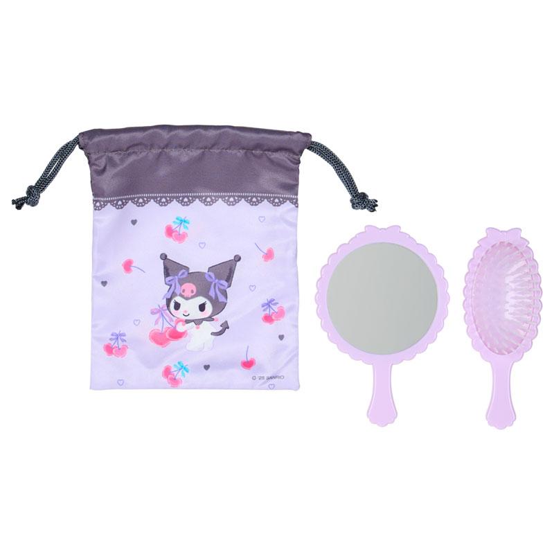 Kuromi Mirror & Hairbrush Set with Pouch Sanrio Japan 2025