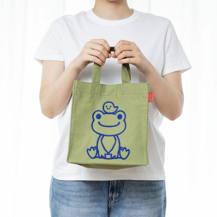 Pickles the Frog mini Tote Bag Bottom Gusset Green always smile Japan 2024