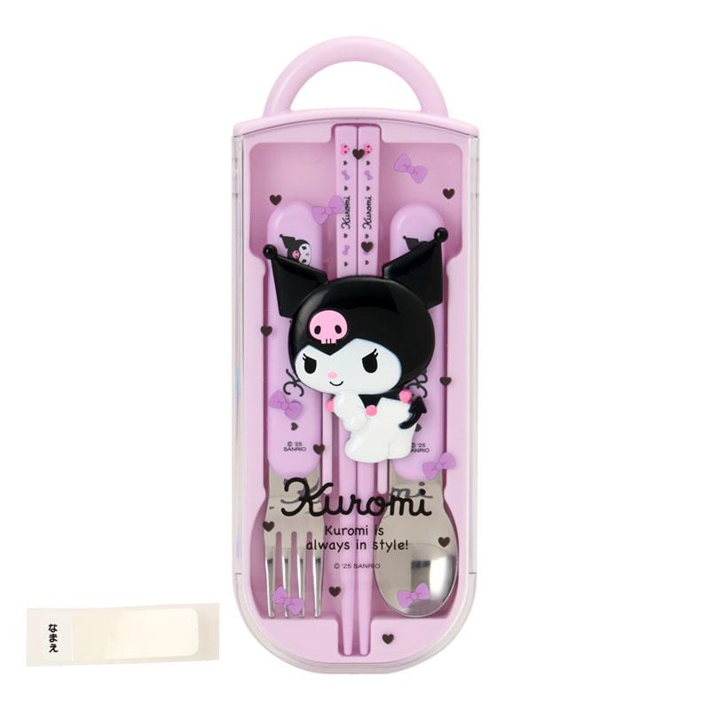 Kuromi Lunch Trio Cutlery Fork Spoon Chopsticks Relief Sanrio Japan 2025