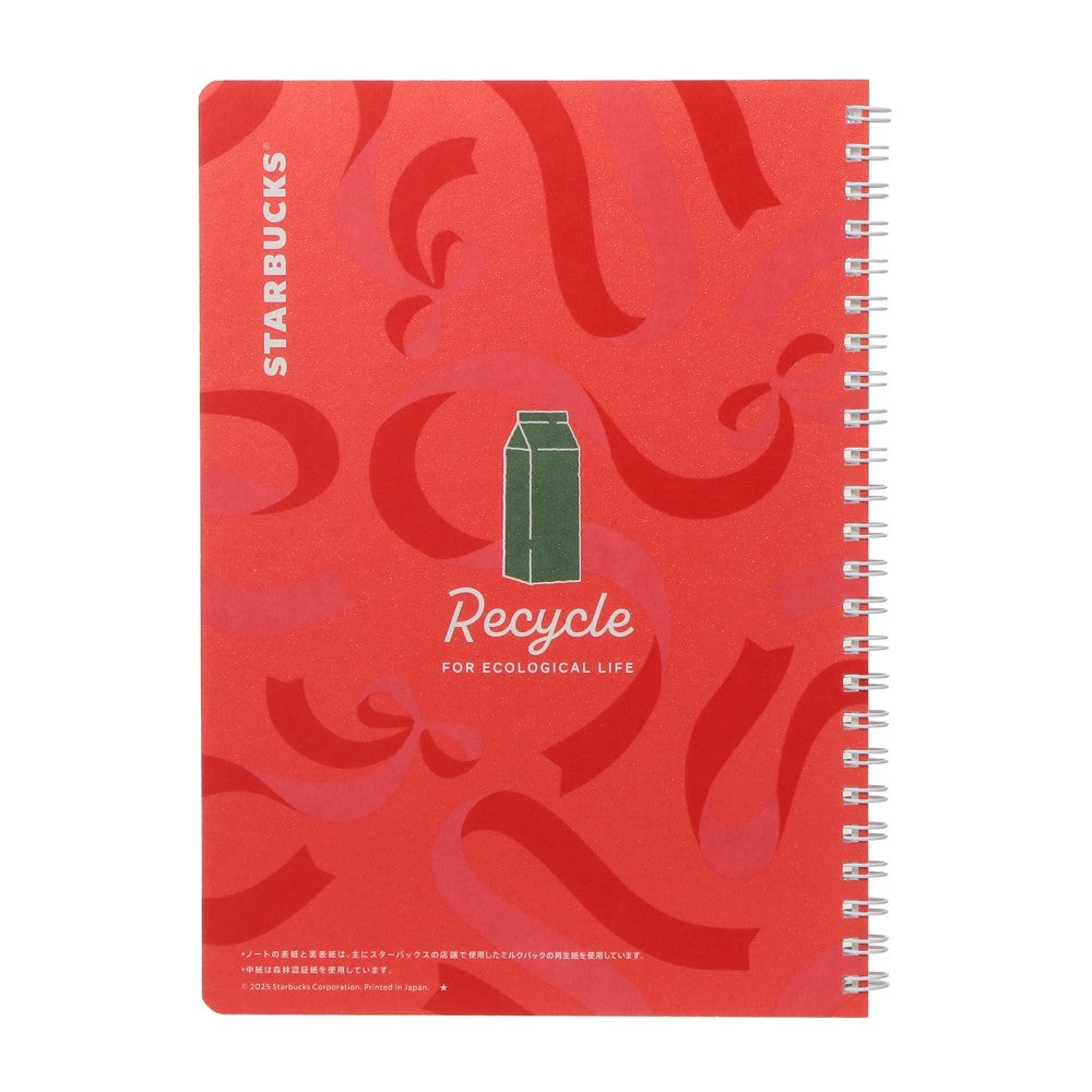 Starbucks Japan Holiday 2025 Campus Ring Notebook Red Christmas Grid