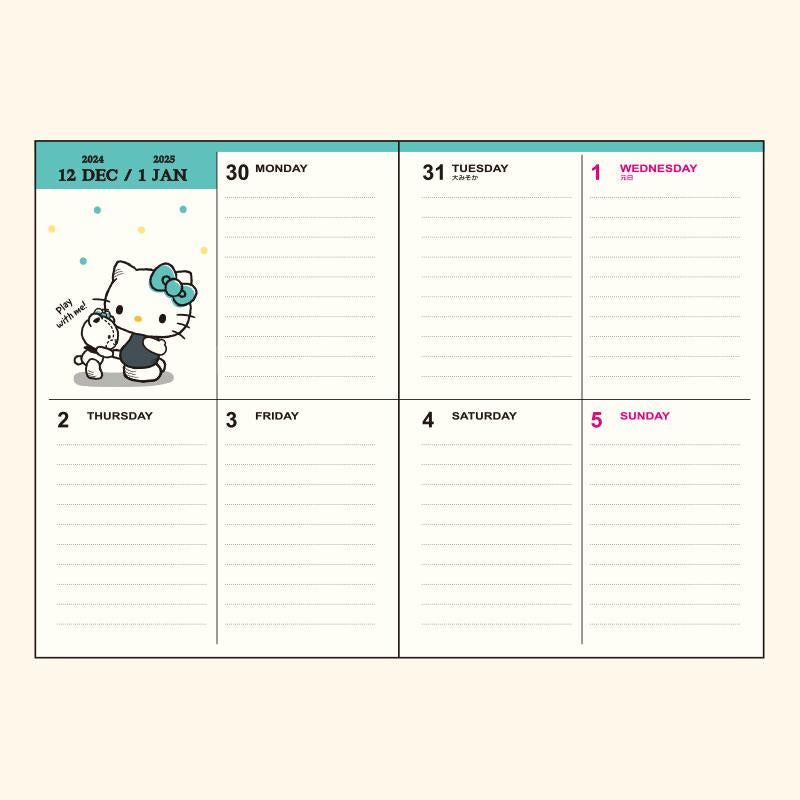 Hello Kitty 2025 Schedule Book B6 Weekly Block Sanrio Japan