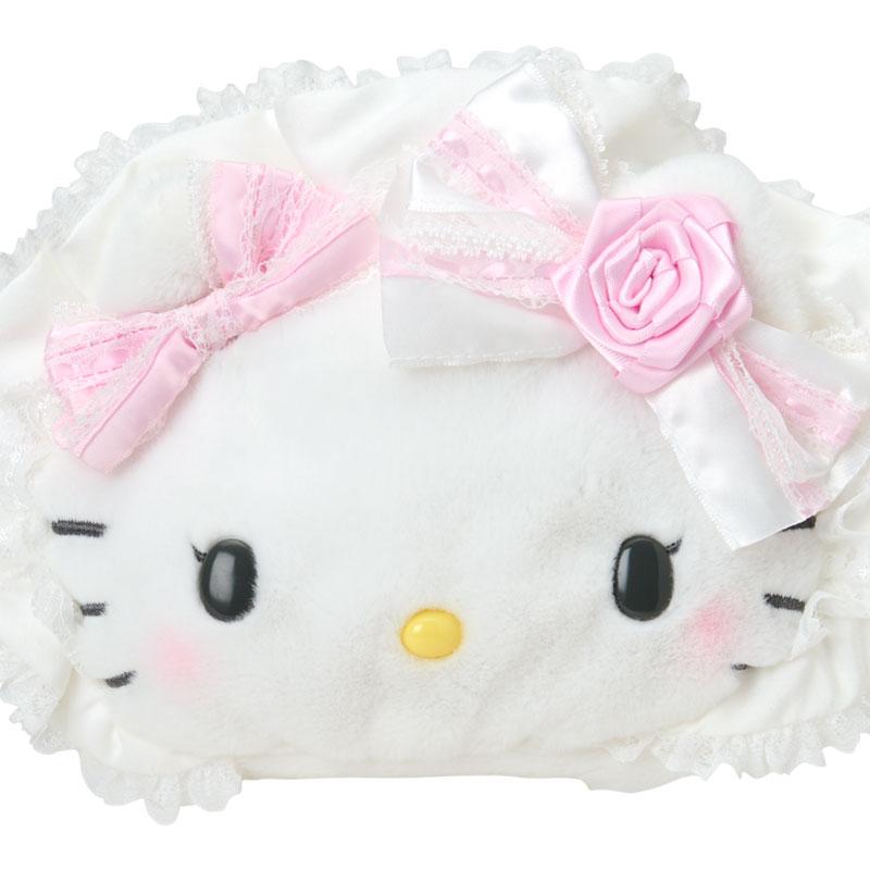 Hello Kitty Pouch Face Shape White Frill Sanrio Japan 2025