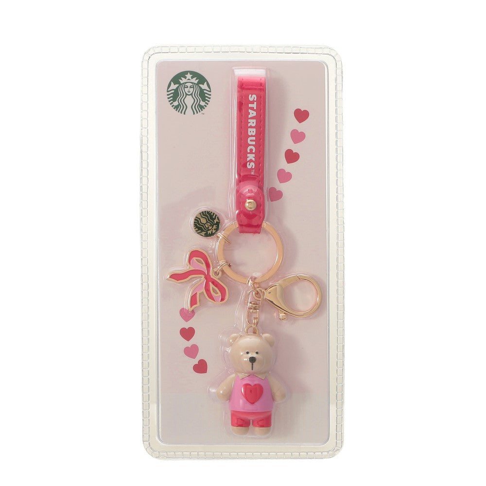 Starbucks Japan Valentine's Day 2025 Keychain Key Ring Bearista Pink