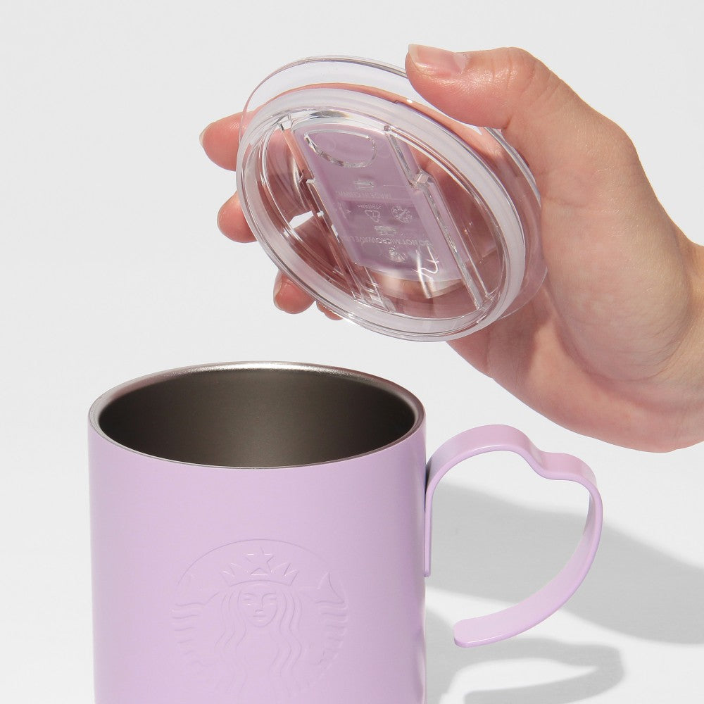 Starbucks Japan SAKURA 2025 Stainless Mug Cup Petal Handle Purple 355ml