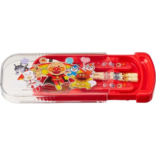 Anpanman Lunch Trio Cutlery Fork Spoon Chopsticks Slide Red Japan A00246
