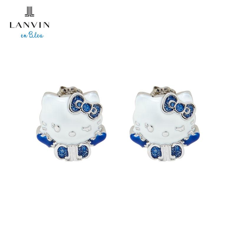 Hello Kitty 50th Anniversary LANVIN en Bleu Piercing Earring Blue Sanrio Japan