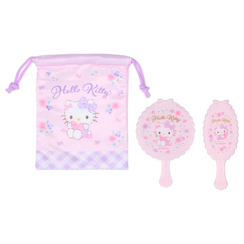 Hello Kitty Mirror & Hairbrush Set with Pouch Sanrio Japan 2025