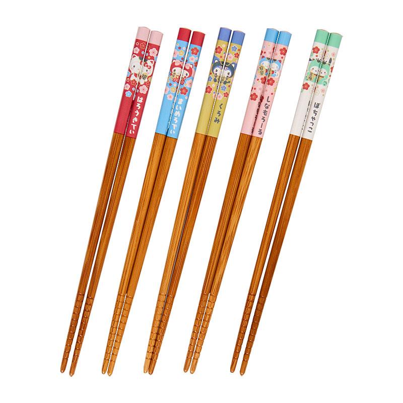 Bamboo Chopsticks 5pcs Set Maneki Neko Cat Sanrio Japan 2024