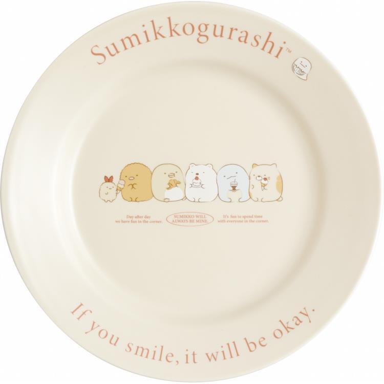 Sumikko Gurashi Round Plate 20cm Lettering Beige San-X Japan 2025