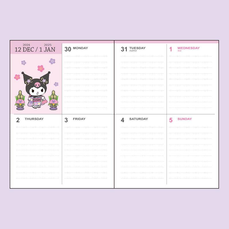 Kuromi 2025 Schedule Book B6 Weekly Block Sanrio Japan