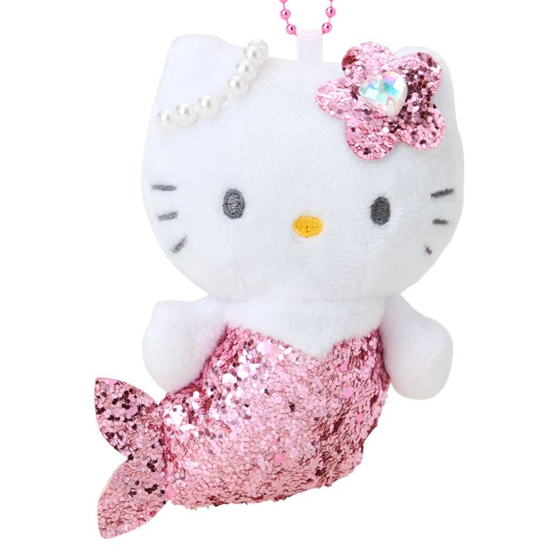 Hello Kitty Glitter Plush Mascot Holder Keychain Mermaid Pink Sanrio Japan 2025