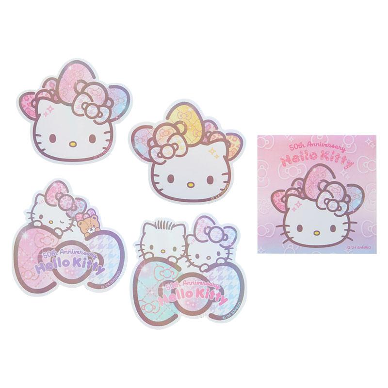 Hello Kitty Sticker w/ Pouch Birthday 50th The Fashionable Ribbons Sanrio Japan