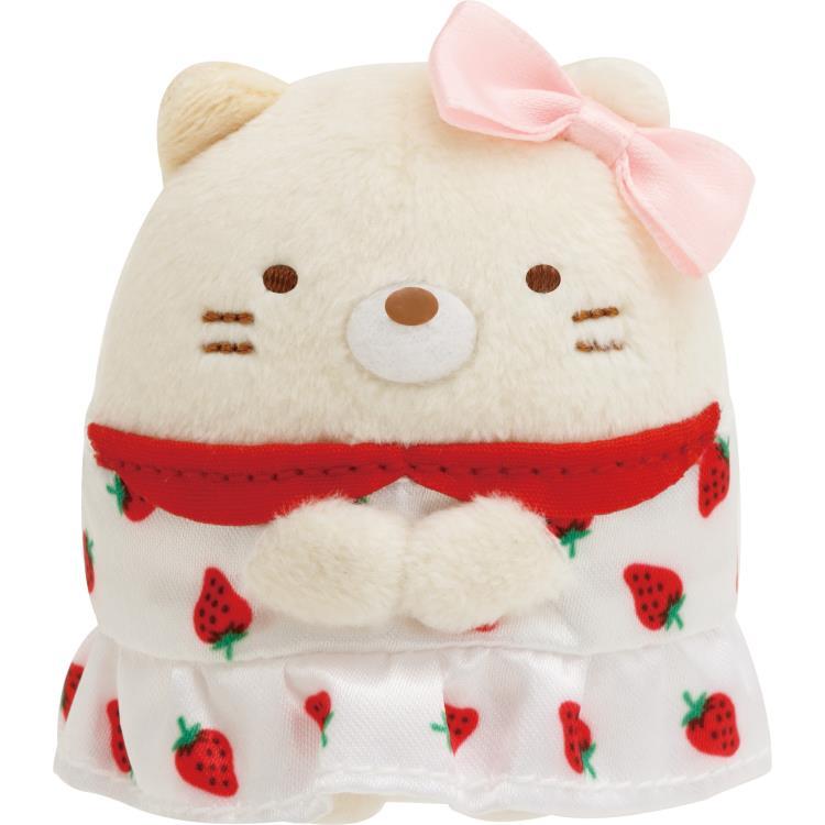 Sumikko Gurashi Neko Cat mini Tenori Plush Doll Strawberry Sakuma San-X Japan