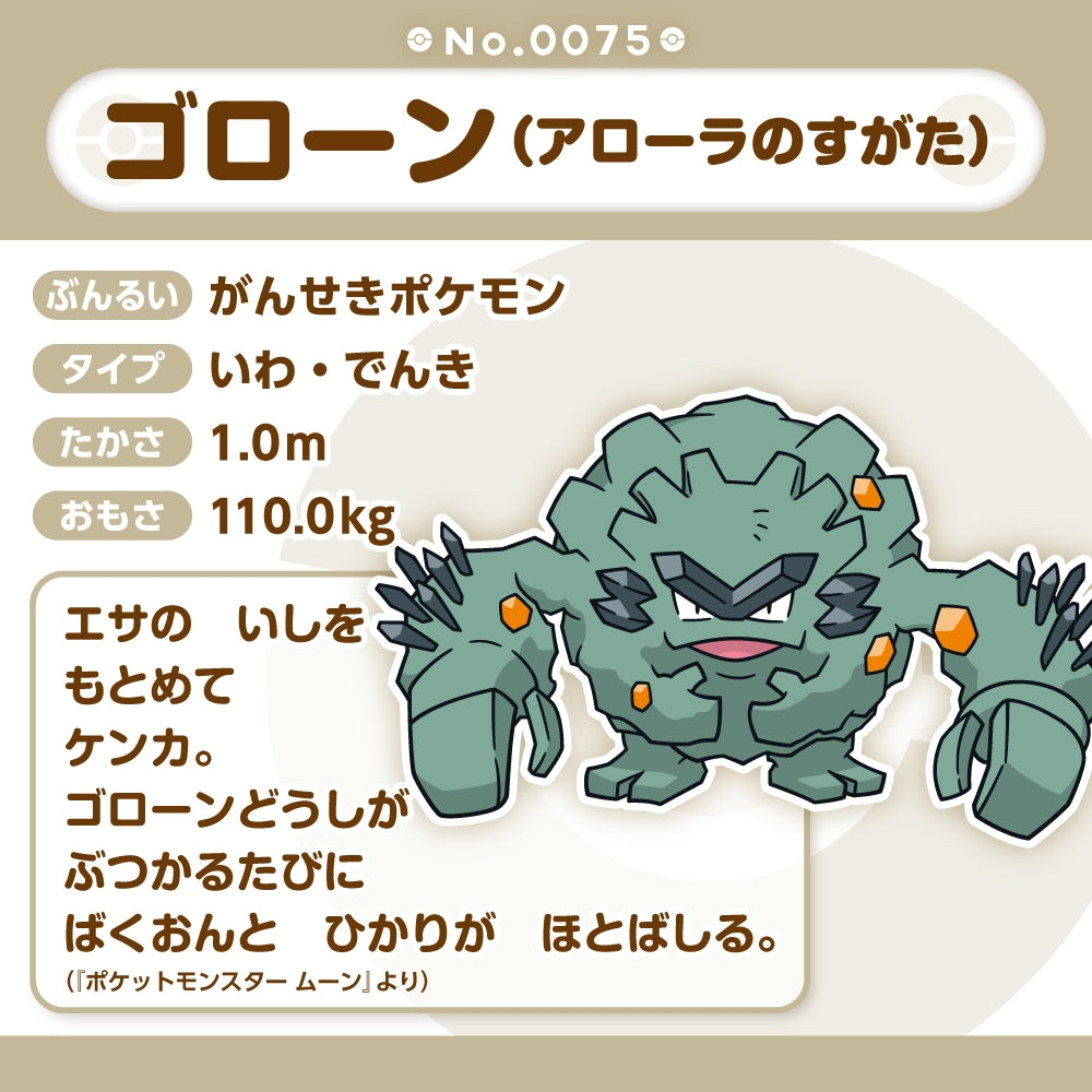 Graveler Golone Alolan Form Plush Doll Sun & Moon Pokemon fit Center Japan #75